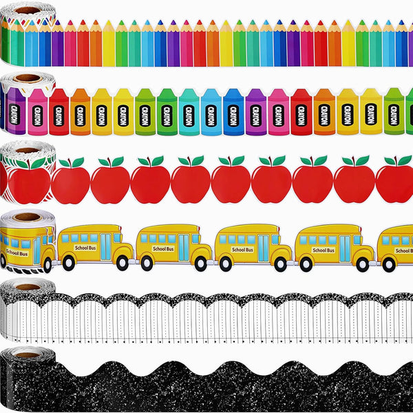 TaoBary 6 Rolls 196.8 ft Back to School Bulletin Board Borders First