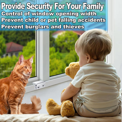 Locks,10 Sets Window Sliding Window Locks with Key, Window Locks for Up and Down Windows,Easy to Install Vertical