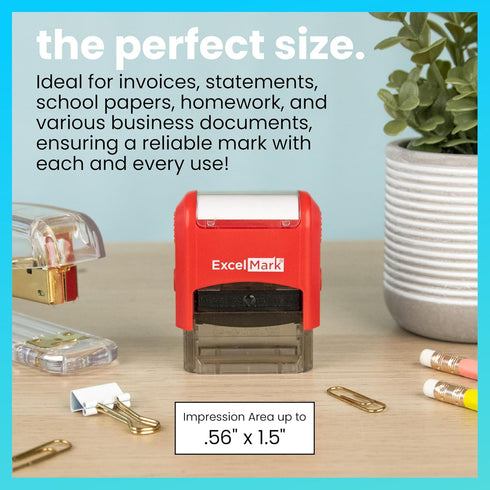 ExcelMark Self-Inking Two-Color Rubber Teacher Stamp - Complete for Homework - Red and Blue Ink for Grading
