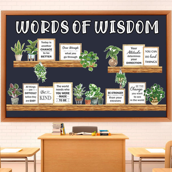 Qilery Bookshelf Bulletin Board Set Plant Motivational Classroom Decor Reading Library Bulletin