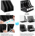 SAYEEC 1Pcs Collapsible Plastic Magazine File Holder, 3 Compartments for Desk Organizer (Black)