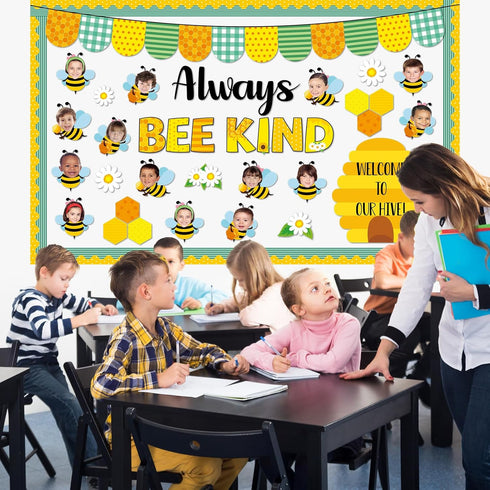 Bee Bulletin Board Set DIY Photo Crafts Summer Cutouts for Teachers Students Always Bee Kind Classroom Decorations