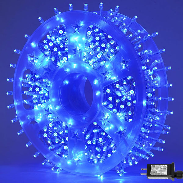 QITONG Blue String Lights Outdoor, 165ft 500 LED Christmas Light Plug-in with