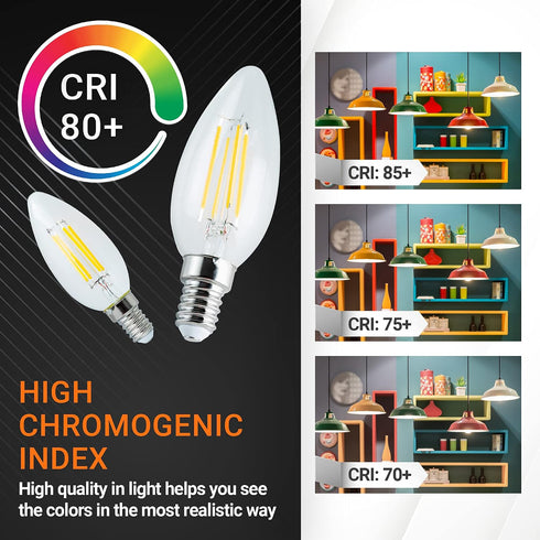 E14 Bulb 4W (40W 2700K 450lm, Non-Dimmable C35/B10 6 Packs BlueStars European Base LED Equivalent), Warm White Torpedo