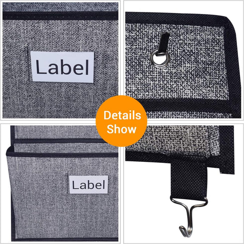 homyfort Over the Door File Organizer with 5 Extra Large Pockets, Hanging File Folders for Mail, Notebooks, Black with