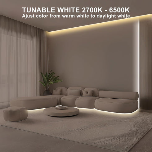 6.56ft CRI93+ Dimmable 2700K-6500K Tatazone Tunable White COB Led Strip Light with RF Remote, CCT COB Led Tape Lights
