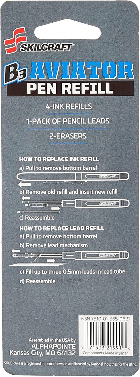 SKILCRAFT 7510-01-565-0621 5 Piece B3 Aviator Pen Refill Kit