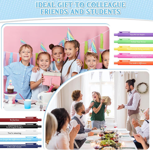 Teling 100 Pieces Motivational Pens Bulk, Inspirational Quotes Ballpoint Pens for Back to School Gifts, Black Ink Party