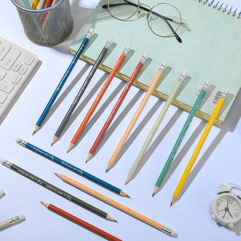 Sabary 60 Pcs Colorful Inspirational Pencils, Motivational Saying, Pre Sharpened HB Wood Pencils for Kids