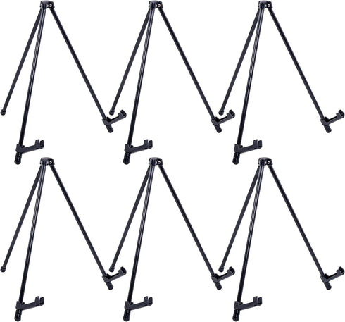 U.S. Art Supply 14" High Black Steel Tabletop Easel, Pack of 6, Adjustable Holders