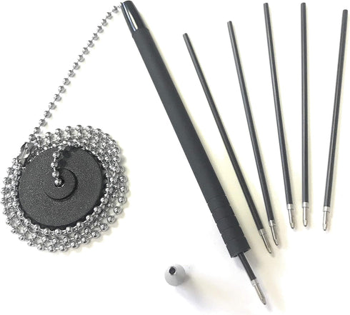 Office Werks Secure Ballpoint Pen with Chain - 4 Pens with 26" Ball Chain, Rubber Grip, Black Ink, Desk Holder