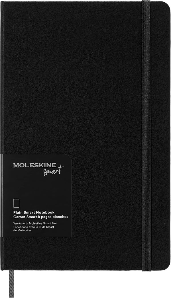 Moleskine Smart Notebook, Large, Plain, Black, Hard Cover, 5 x 8.25