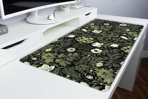 DSKGSJH 31.5 15.75 Dark Green Floral Plants XXL Gaming Mousepad & Desk Pad - Nature Leaf Flower Laptop Keyboard Mat x