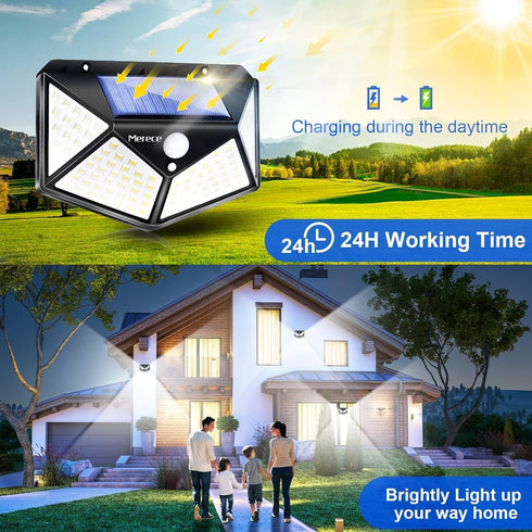 Merece Light 6 Pack, 100LED/3 270 IP65 VINHMOR Solar Lights Outdoor Modes Lighting Angle Motion Sensor Security Lights