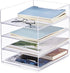 Harloon 4 Tier Acrylic Paper Tray, Stackable Letter Tray for Organizing, Clear Trays for Office Storage