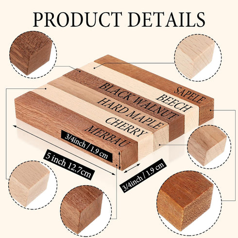 30 Crafts,5 3/4 3/4 Inches Pieces Exotic Wood Pen Blanks Pen Turning Supplies, Black Walnut, Hard Maple, Beech, Sapele