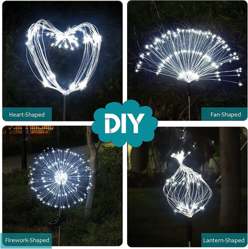 2 Pack 180 2 JJGoo Solar Firework Lights, LEDs Lighting Modes Solar Lights Outdoor Waterproof for Garden Patio Walkway