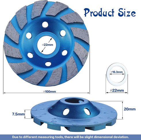OCR 4" Diamond Concrete Grinding Wheel, 12-Segment Disc for Angle Grinder