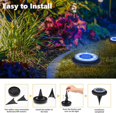 2-in-1 2 Pack) Flacchi Solar Lights Outdoor Waterproof - Solar Powered Ground Lights Outdoor Solar Disk Light Landscape