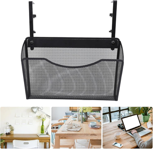 ZJchao Desk Side Storage Organizer Adjustable Mesh Hanging Desk Organizer Carbon Steel and PP for Office School