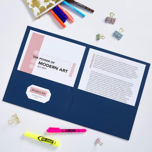 Avery Two Pocket Folders, Holds 40 Sheets, Business Card Slot, 125 Assorted Folders