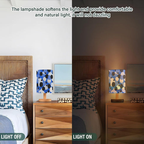 ALAZA Blue Black Polka Dot Bedside Table Lamp for Bedroom Living Room Nightstand LED Light Lamps,Bedside Lamps with USB