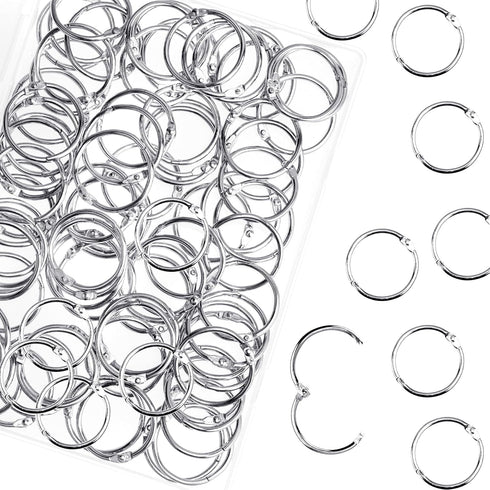HAUTOCO 100 Pcs Loose Leaf Binder Rings, 0.75 Inch Nickel Plated Metal Rings for School Home Index Cards