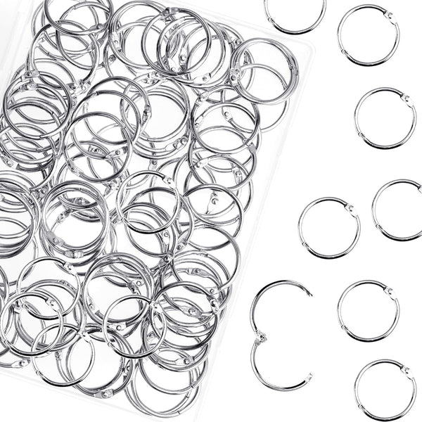 HAUTOCO 100 Pcs Loose Leaf Binder Rings, 0.75 Inch Nickel Plated Metal Rings for School Home Index Cards
