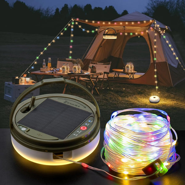 Sutaig Solar Camping String Lights, 4 in 1 Camping String Lights Outdoor(39.4ft) with
