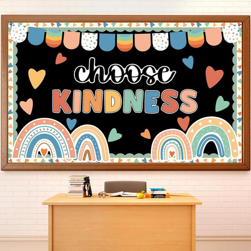 Choose Kindness Bulletin Board Decoration, Rainbow Set with Positive Classroom School Supplies