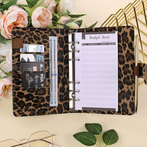 SKYDUE A6 Budget Binder | Money Organizer with Zipper Envelopes | 12Pcs Expense Budget Sheet & 24Pcs Stickers