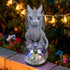 Dragon Garden Statue with Solar Crackle Glass Ball - Gothic Outdoor Decor