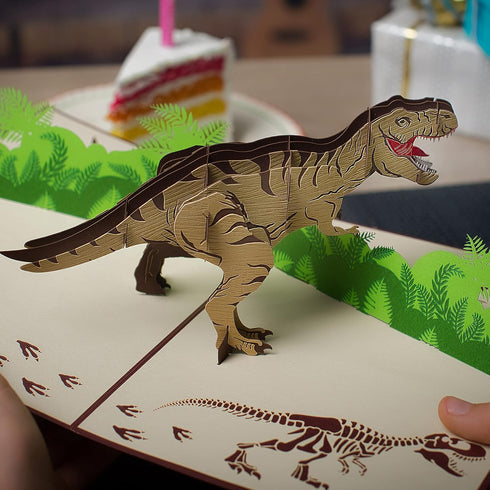 T Rex Dinosaur Birthday Card by Devine Popup Cards - 3D Pop Up Birthday Cards for Kids, Dad, Husband, Funny Greeting