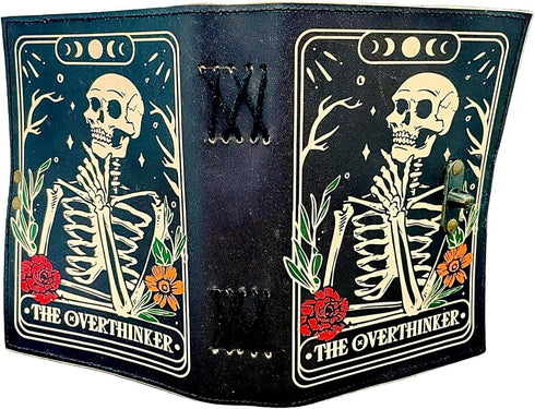 Book of Spells - Leather Bound Witchy Journal, Deckle Edge Paper, Grimoire Printed Diary, Spiral Gothic Notebook,