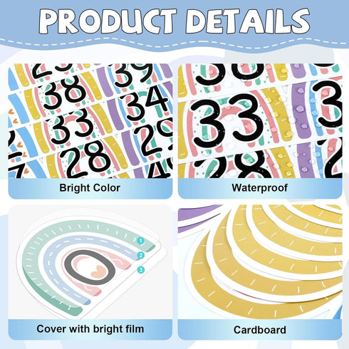 Number Line for Classroom Wall, Macaron Rainbow Bulletin Board for Students, Home School Decor
