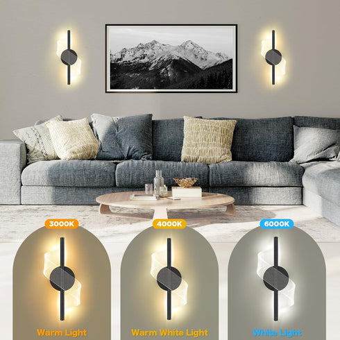 Assimilans 12" 3000K 4000K 6000K 1pack) Modern LED Wall Sconce - Height Spiral Wall Lamp with Acrylic Shade - Indoor