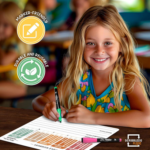 SCRIBBLEDO Place Value Chart Math Practice 9”x12” Small White Board Dry Erase Sheets for Homeschool Teacher Students