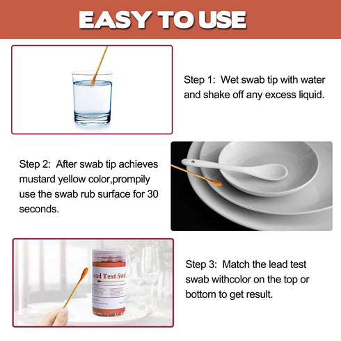 Lead Test Swab Kit with 60 Rapid Home Testing Swabs for All Surfaces - 30-Second Results (LS60)