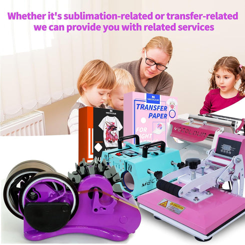 MECOLOUR Multi-Roll Heat Tape Dispenser, 6 pcs Sublimation 1" + 3" Core Double Reel, Semi-Automatic - PURPLE