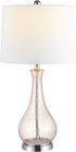 SAFAVIEH Lighting Collection Finnley Modern Light Blush Crackle Glass 28-Inch Table Lamp,