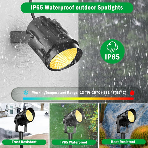 120V 5.9 3 Pack Outdoor Landscape Spotlights, LED Spot Light Waterproof for Garden and Yard Up Lighting, Warm Light