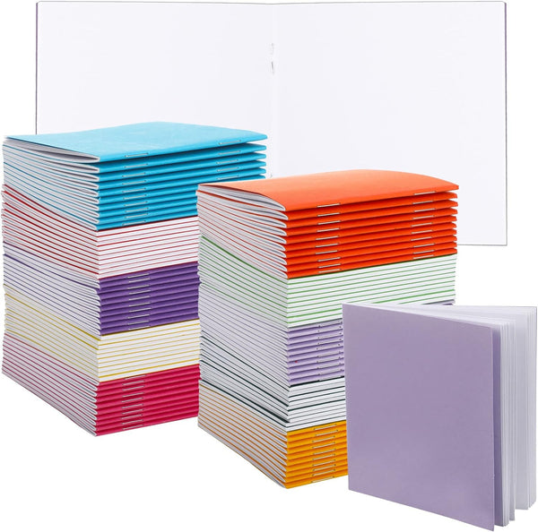 Geyee 100 Pads Colorful Mini Notebooks for Kids, Pocket Size Blank Journals, Unlined Composition Notebooks, 10 Colors