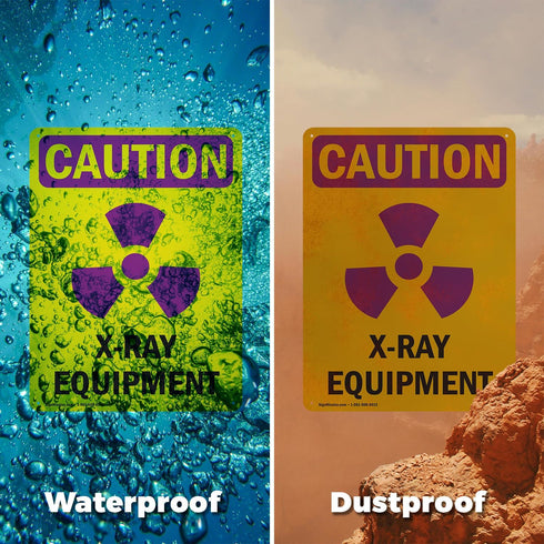 (2 Pack) X-Ray Equipment OSHA Caution Radiation Sign 12 Inch X 18 Inch Rust-Free Aluminum Metal Signs