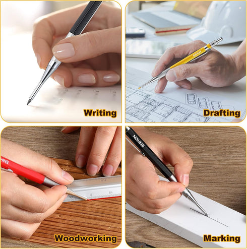 Enhon Mechanical Carpenter Pencils with 36 2mm Refills, Upgrade Pencil with Built-in Sharpener for Woodworking