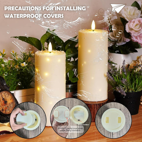 10" 4" Timer,2Pcs kakoya x Large Outdoor Waterproof Flickering Flameless Candles with Battery Operated LED Pillar