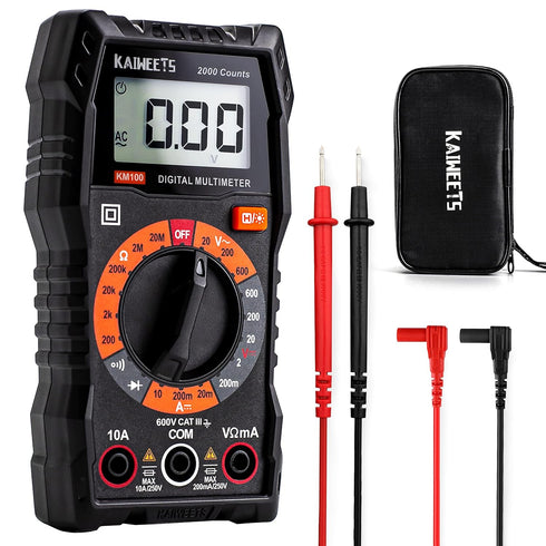 KAIWEETS Digital Multimeter with Case, DC AC Voltmeter, Ohm Volt Amp Tester for Household and Automotive