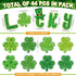 Whaline St. Patrick's Day Shamrock Cut-Outs, Green Clover Classroom Bulletin Board Decoration, 44Pcs