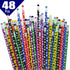 GiftExpress 48 Pcs Paw Print Pencils, Colorful Wooden Pencils with Eraser for School Supplies