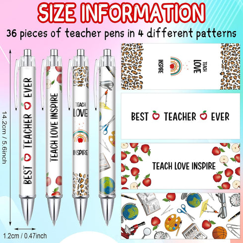 Jutom 36 Pcs Teacher Appreciation Pens Bulk Appreciation Gifts Inspirational Funny Teacher Pens Motivational Ballpoint Pens for Men Women Preschool Teacher Greeting Writing School Office Gifts(Warm) by Jutom
