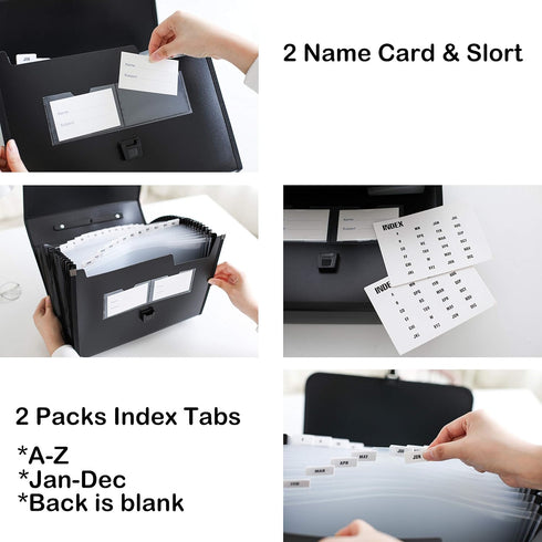 FANWU 26 Pockets Expanding File Accordion Folder with Handle, Large Plastic Document Organizer for Letter A4 Size